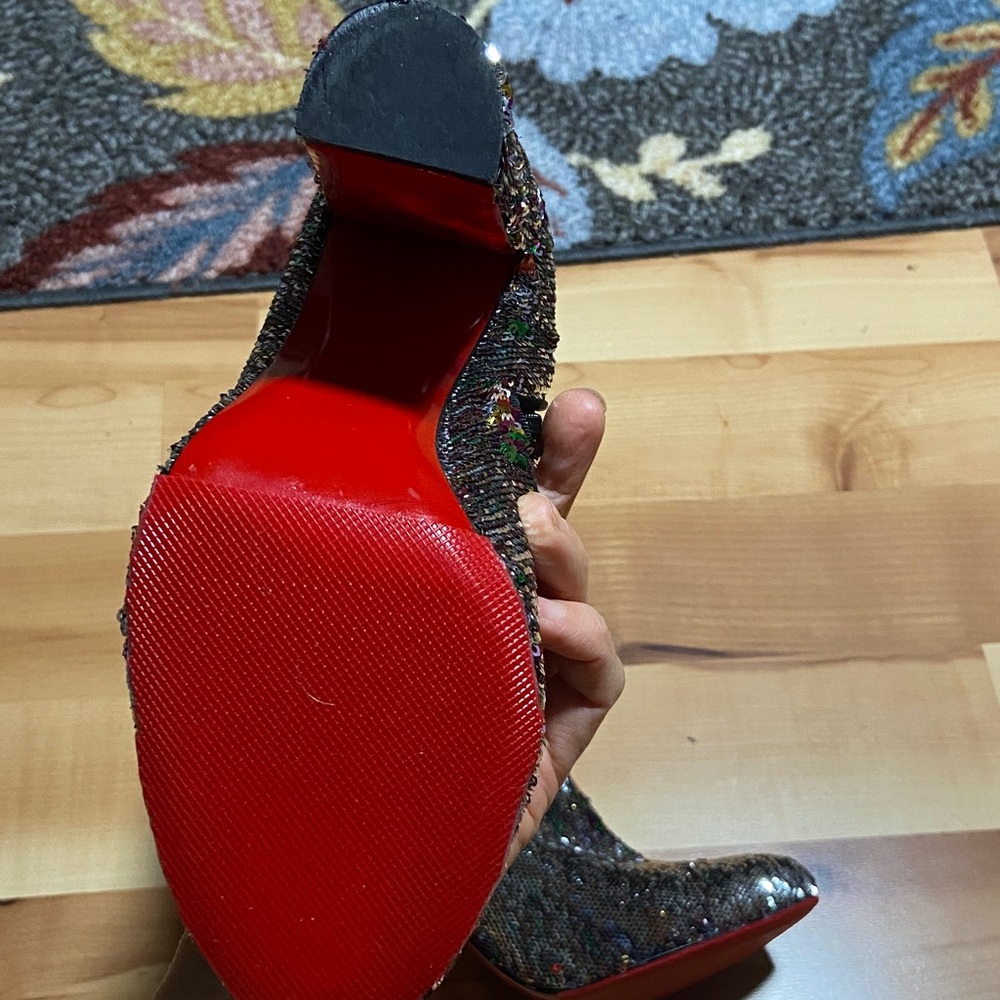 Christian Louboutin Multicolor Sequin Heeled Boots - Picture 3 of 7